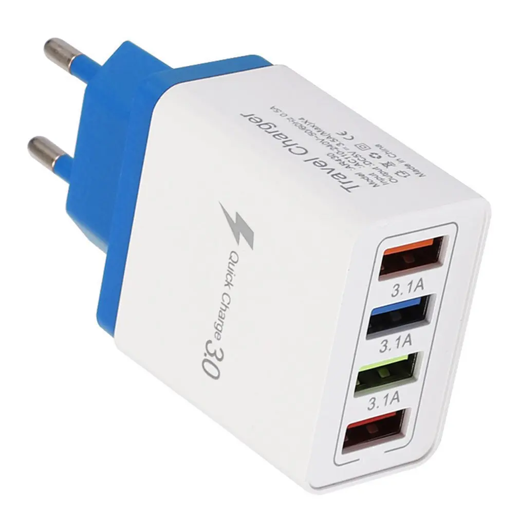 

Цветное зарядное устройство с 4 USB-портами, зарядное устройство для путешествий, индукционное зарядное устройство USB, быстрое зарядное устро...