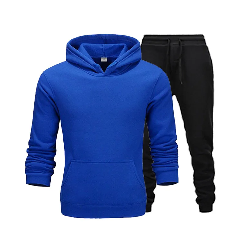 

New 2020 Brand Tracksuit Fashion Men Sportswear Two Piece Sets All Cotton Fleece Thick hoodie+Pants Sporting Suit Male