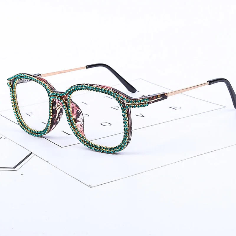 Роскошная оправа Стразы для очков Женская Классическая квадратная