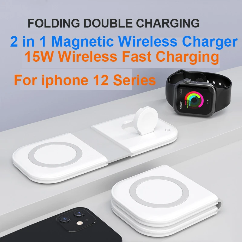

2 in 1 Magnetic 15W Wireless Charger for iPhone 12 Pro Max 12 Mini Magnet Fast Wireless Charging Stand for Apple iWatch 6 5 4 3