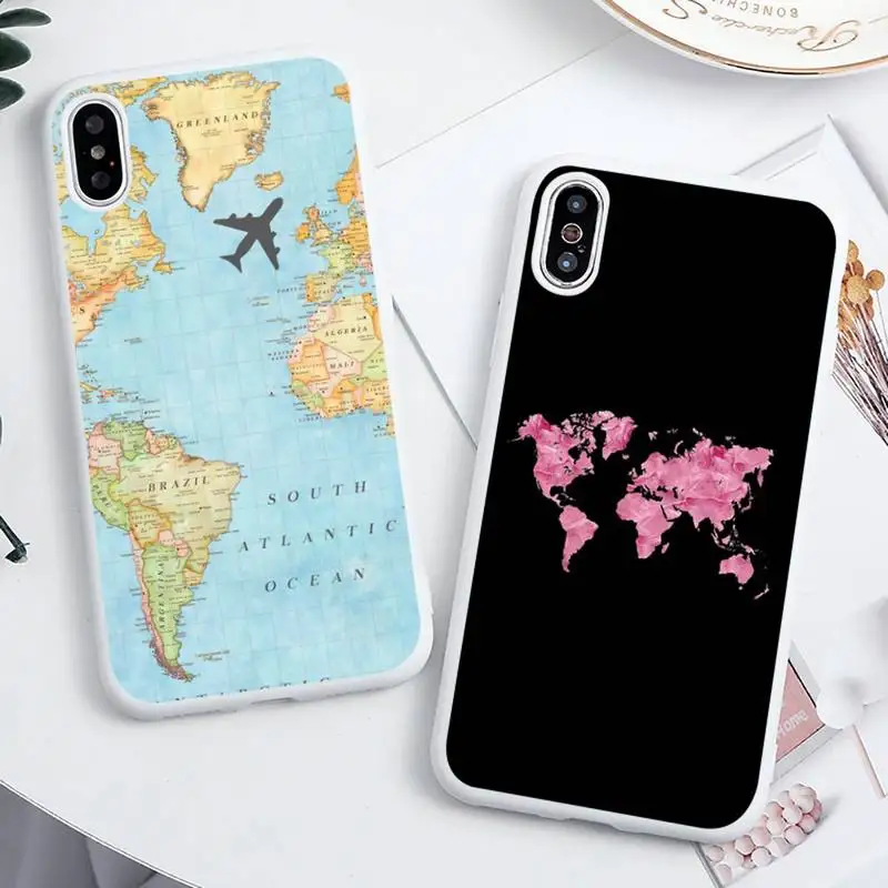 

World Map color country fashion Phone Case Candy Color for iPhone 6 6S 7 8 11 12 XS X SE 2020 XR mini pro Plus MAX funda
