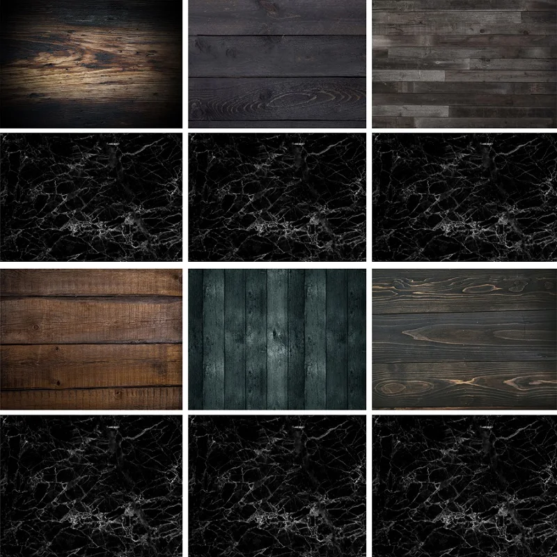 Виниловый фон Nitree для фотосъемки с черной мраморной текстурой в стиле ретро