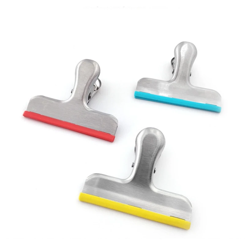 

12 Pack Stainless Steel Chip Bag Clips with Silicone Edges-No More Sharp Edges, Air Tight Seal 4 Color-3 Inches Wid