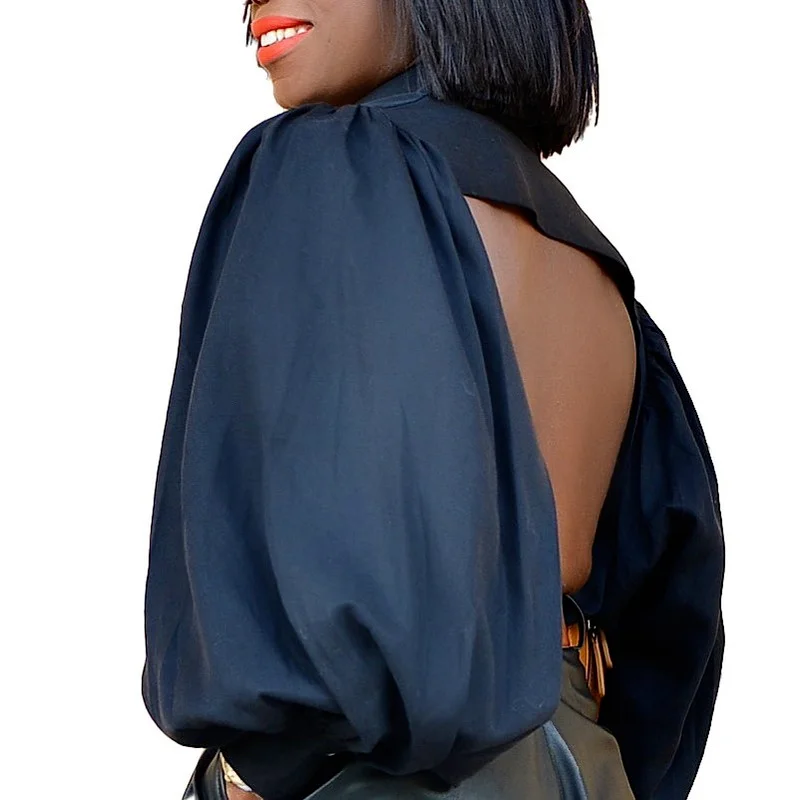 С коротким рукавом с открытой спиной блузка комплект из обуви в африканском