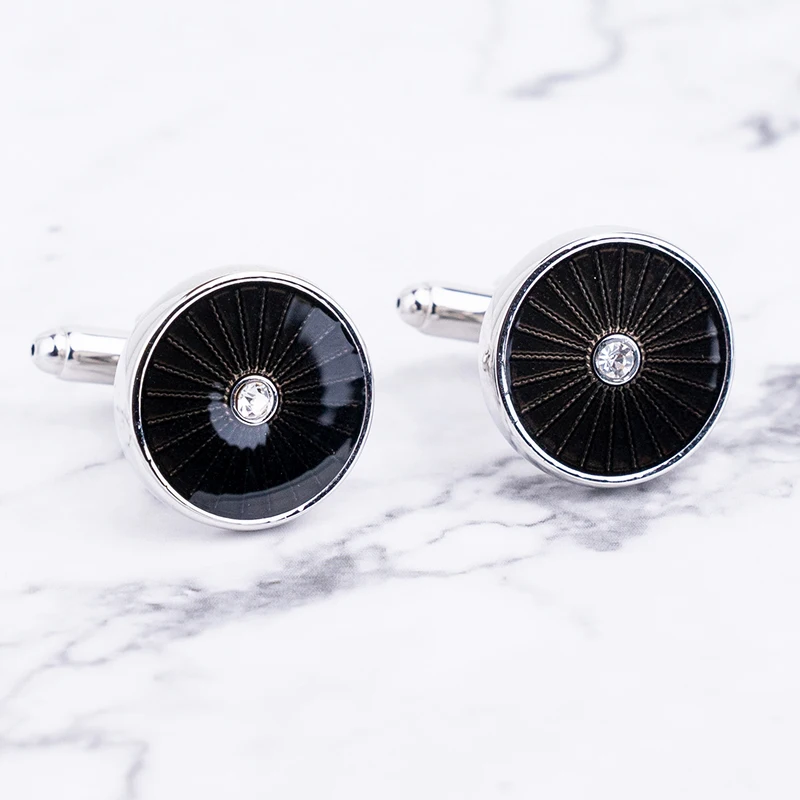 Новая Черная эмалированная круглая запонка и шпильки для смокинга мужчин