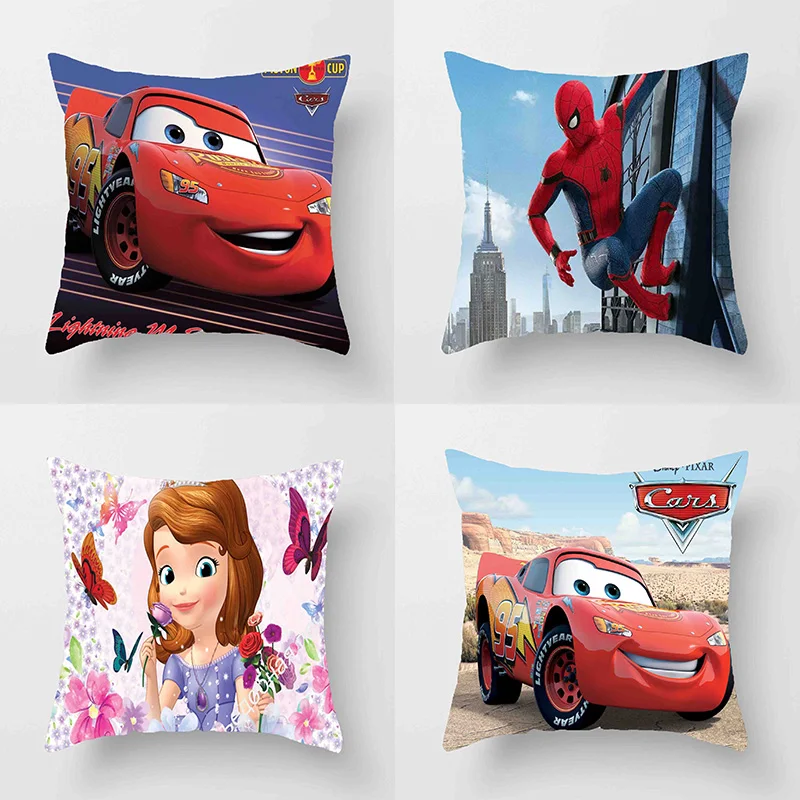 

Disney Подушка Чехол для подушки, Sspiderman McQueen, принцессой Софией Ночная Подушка Чехол с рисунком из мультфильмов для мальчиков и девочек подарок...