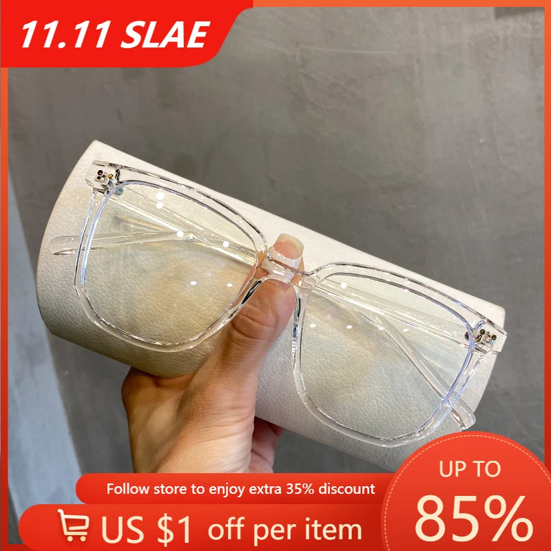 

Retro Square Anti Blue Light Optical Glasses Vintage Large Eyewear Frame Blocking Blu-ray Oversized Computer Glasses Spectacles