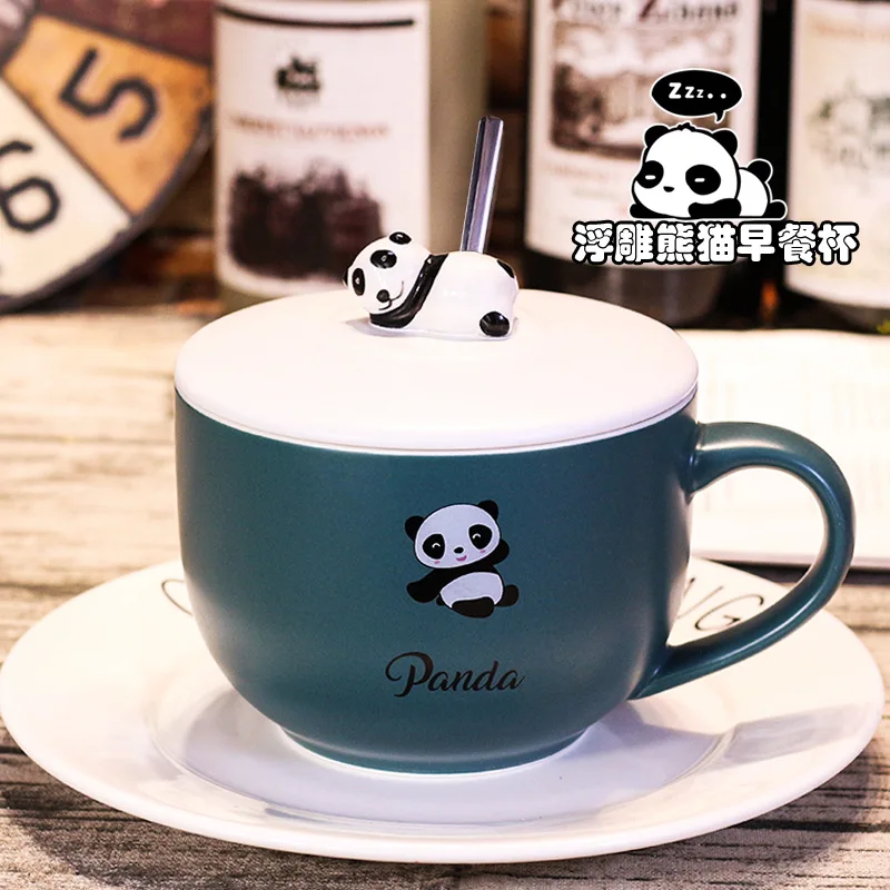 

Bowl single instant noodle bowl ceramic with cover microwave available with handle cute little panda oatmeal bowl