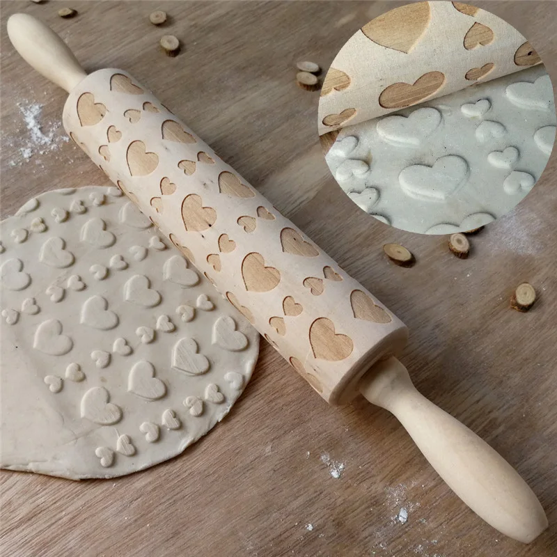 Рождественские деревянные рельефные скалки Скалка Инструмент для приготовления