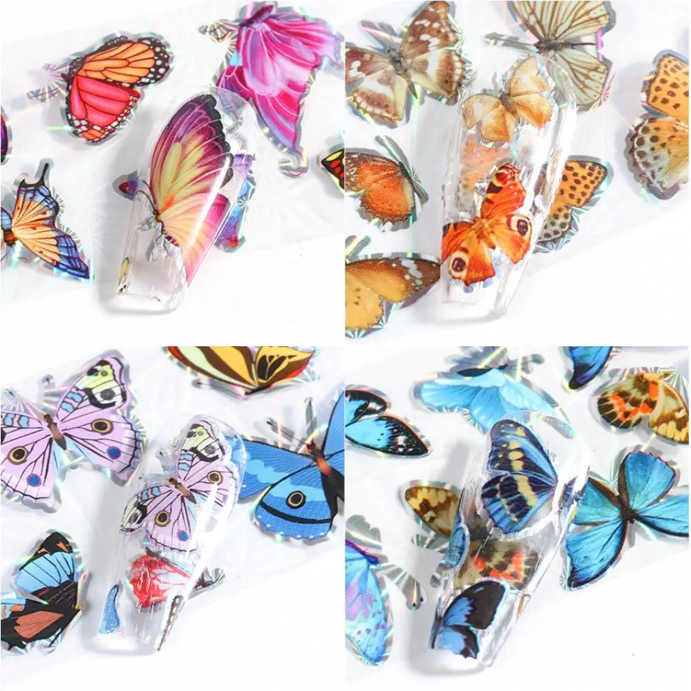 

TXD 10PCS Colorful Butterfly Nail Art Stickers Diy Lengthened 3D Nail Art Decoration Star Transfer Stickers