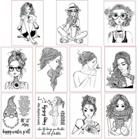 hot sell camera reading sitting girls series clear transparent stamps scrapbooking for card album making silicone stamps 2019
