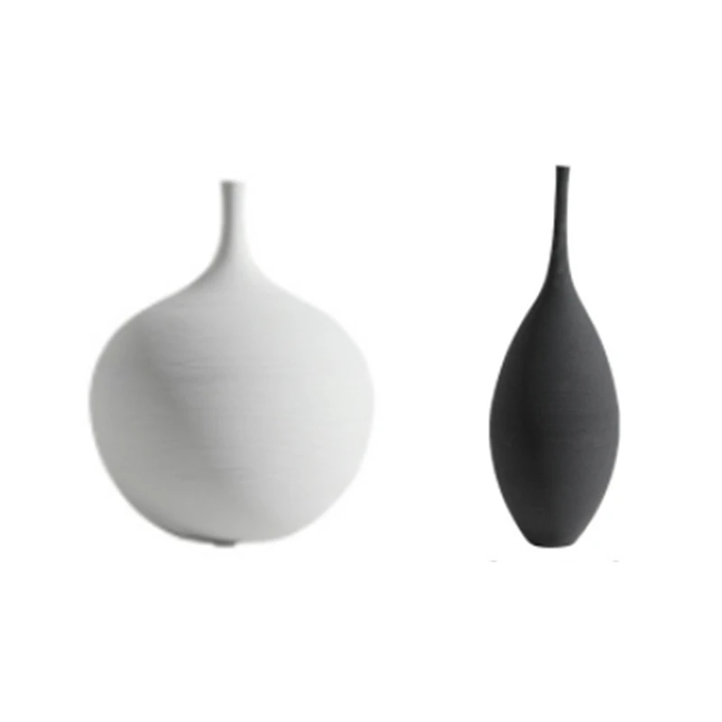 

2 шт. Цзиндэчжэнь дзен ваза современные минималистичные керамические украшения ручной работы, модель гостиной домашний декор, белый и черны...