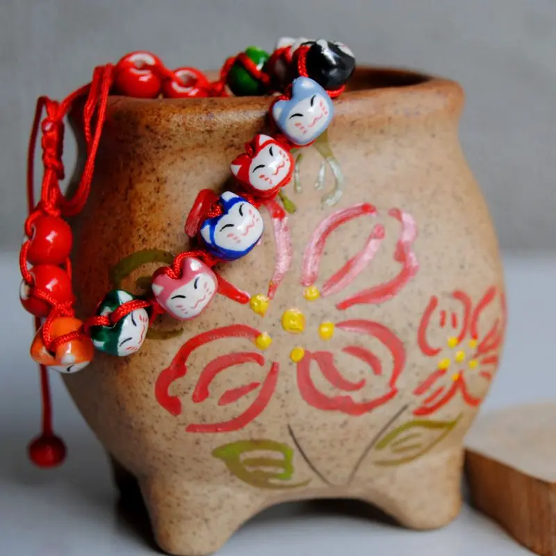 

Ceramic Lucky Fortune Charm Beaded Red String Bracelet Lucky Wish Jewelry 45BC