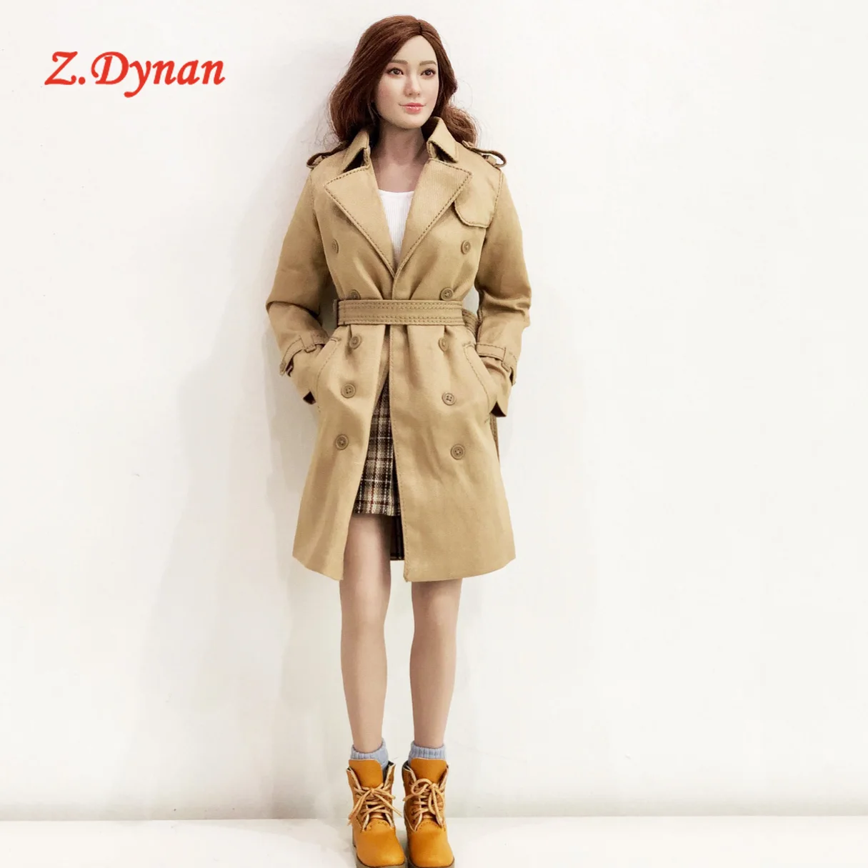 

1/6 Scale female soldiers clothes high quality long windbreaker pleated plaid skirt fit 12'' TBL PH action figure dolls