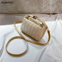 woven bags women simple zipper flap shoulder bag mini knitting all match autumn summer portable fashion ins students casual new