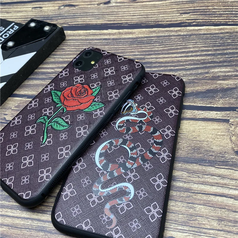Luxury brand GG soft case for iphone 12 mini 11 pro x xs max xr 8 76 6s  plus SE 2 matte silicone phone cover snake coque fundas