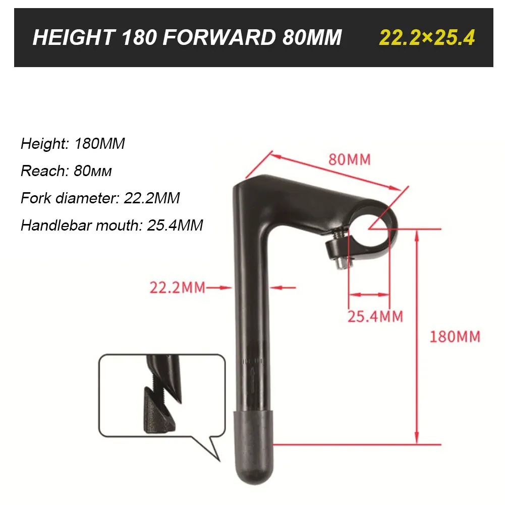 Bike Quill Stem Handlebar Riser 80 mm Extension 25.4 Diameter Universal Clamp Parts | Велотовары