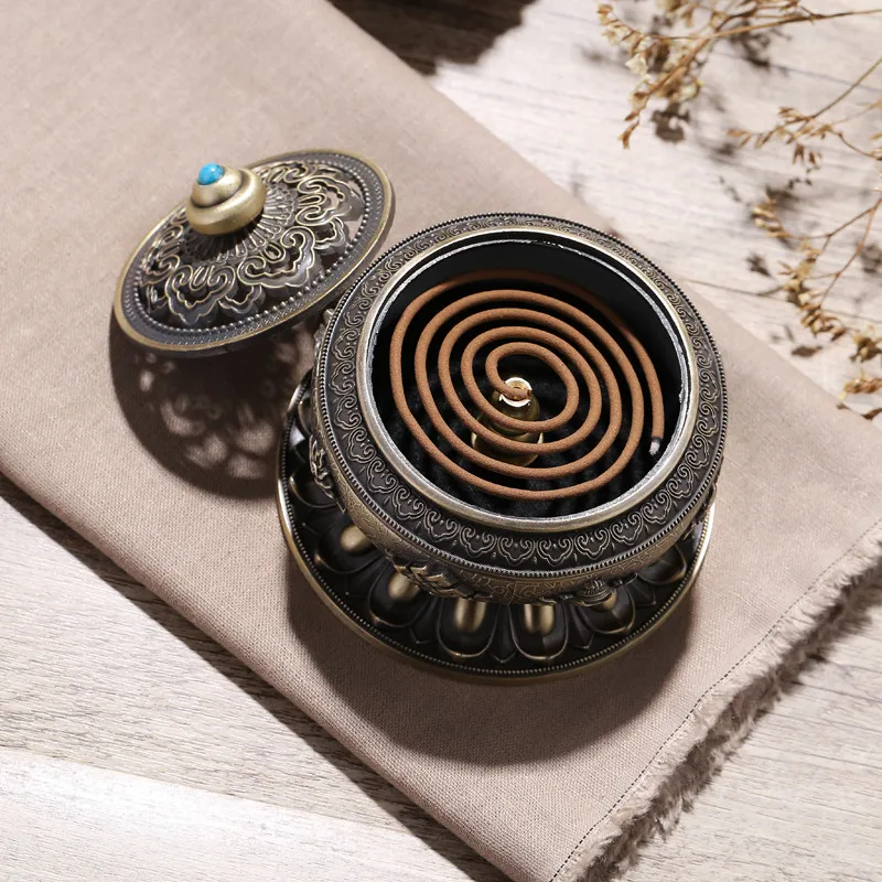 Тибетский буддизм сплав катушка благовония горелка креативный Лотос ладан палка