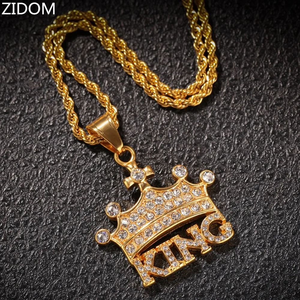 Мужское колье с кулоном корона в стиле хип хоп ожерелье из нержавеющей стали