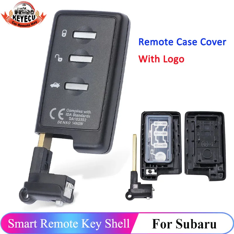 

KEYECU Smart Remote Cover Fob 3 Button For Subaru Fuji Forester Impreza Legacy XV Uncut DAT17 Blade With Logo Key Shell Case