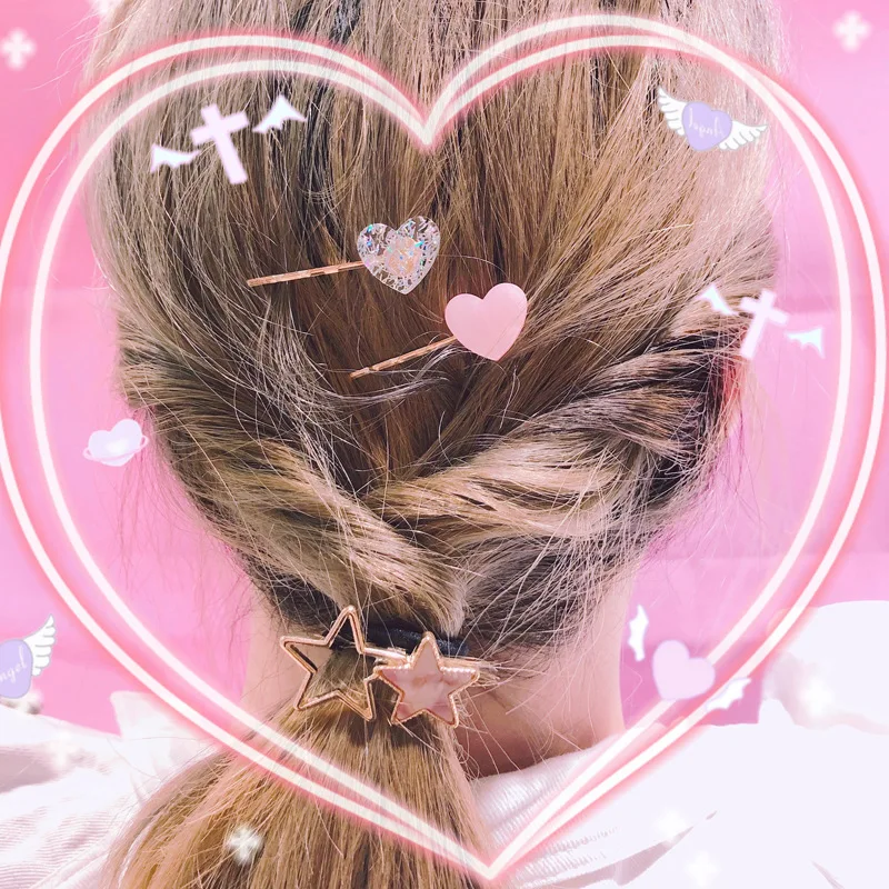 

Romantic Heart Acetate Hair Clip For Women Cute Girls Moon Starfish Hairpins Hair Accessories Cartoon Wing Barrettes Hair Wear