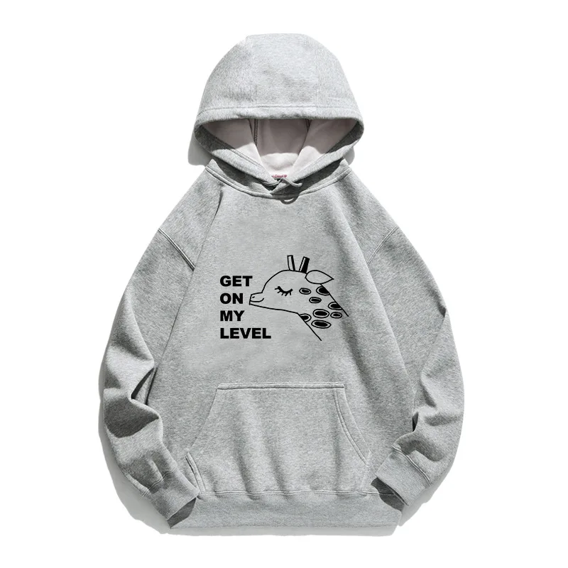 

Women Hoodie Get on My Level Giraffe Printed Hoodies Women Fleece Long Sleeve Loose Sweatshirt with Hat Girls Pullovers Winter