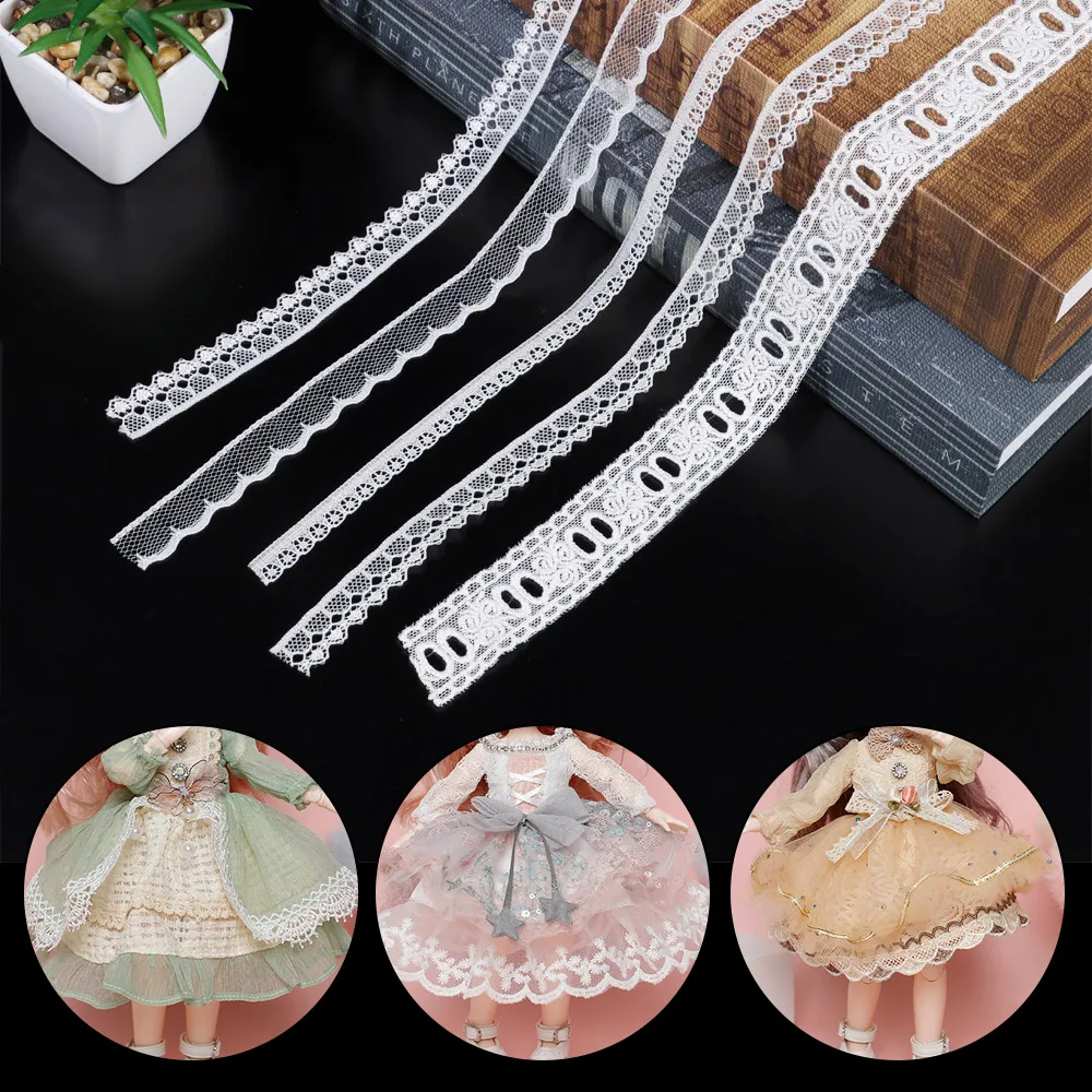 Белое эластичное кружевное украшение лентами для поделок кукольной одежды