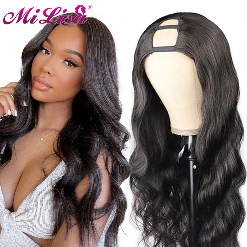 

Body Wave U Part Wigs Cheap European 30 Inch Human Hair Wigs For Black Women Glueless Middle 150% Density Natural U Shape Wigs