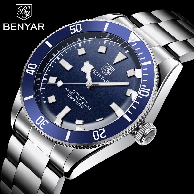 2022 NEW Men Watch Luxury Brand BENYAR Blue Steel Bracelet Waterproof Wristwatch Male Watches Relogio Masculino Zegarek Damski enlarge