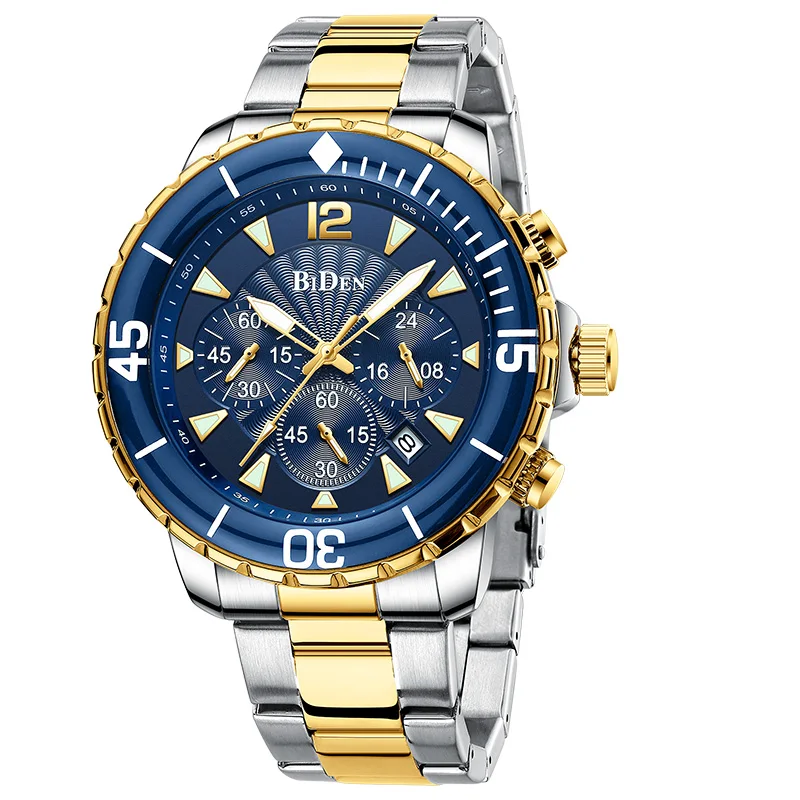 

BIDEN Military Watch Men Luxury Watches Mens 2023 Top Brand Wristwatch Quartz Steel Strap Multifunction Clock New