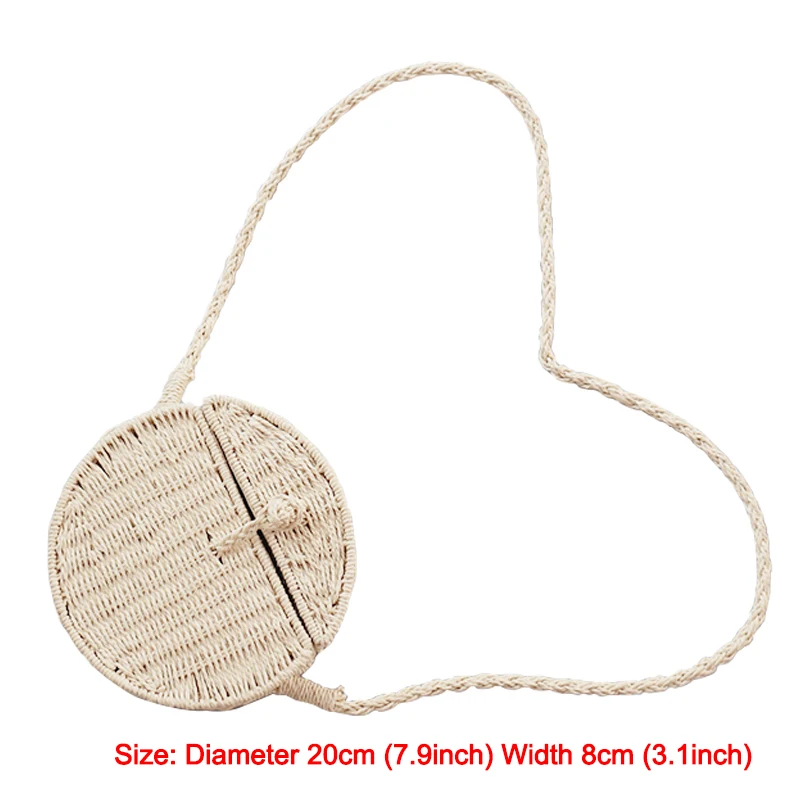 

Vintage Round Straw Handmade Women Shoulder Bag Casual Paper Rope Woven Crossbody Bags For Women Summer Beach Straw Women's Bag