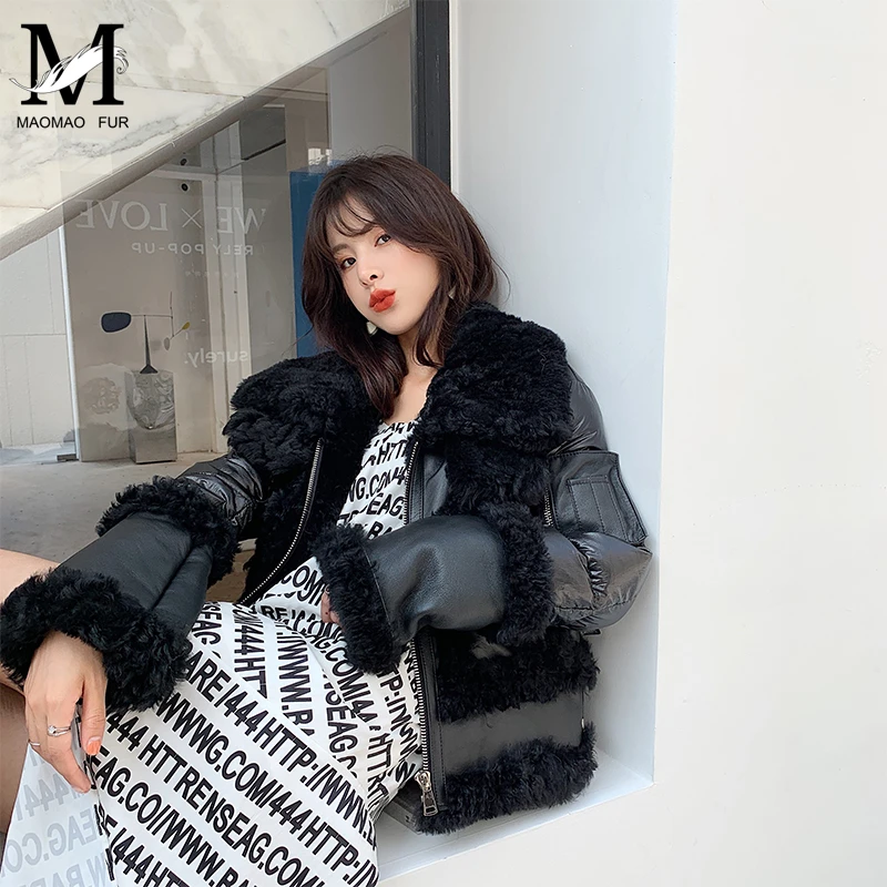 Women's Down Coat Leather Sheepskin Winter 2019 Fashion Thicken Fur Short Style Ladies White Duck Jacket | Женская одежда