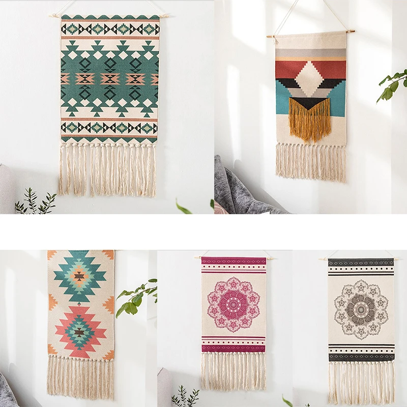 

Macrame Woven Bohemian Wall Hanging Tapestry Cotton Hemp Rope Tassel Tapestries Art Background Home Room Decoration Display