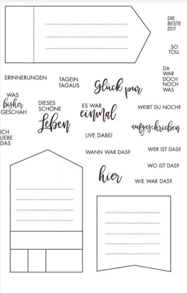 Прозрачные штампы с немецкими надписями для скрапбукинга сделай