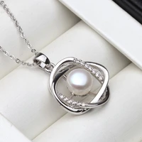 wholesale price natural freshwater pearl pendants fox shiny zircon 925 sterling silver necklace personality jewelry for women