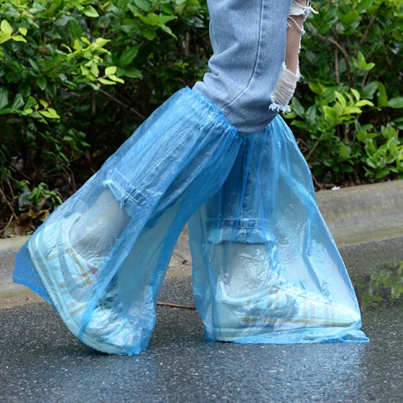 

5 Pairs High-Top Anti-Slip Rainproof Shoe Covers High Quality Durable Waterproof Thick Plastic Disposable Rain Shoe Covers
