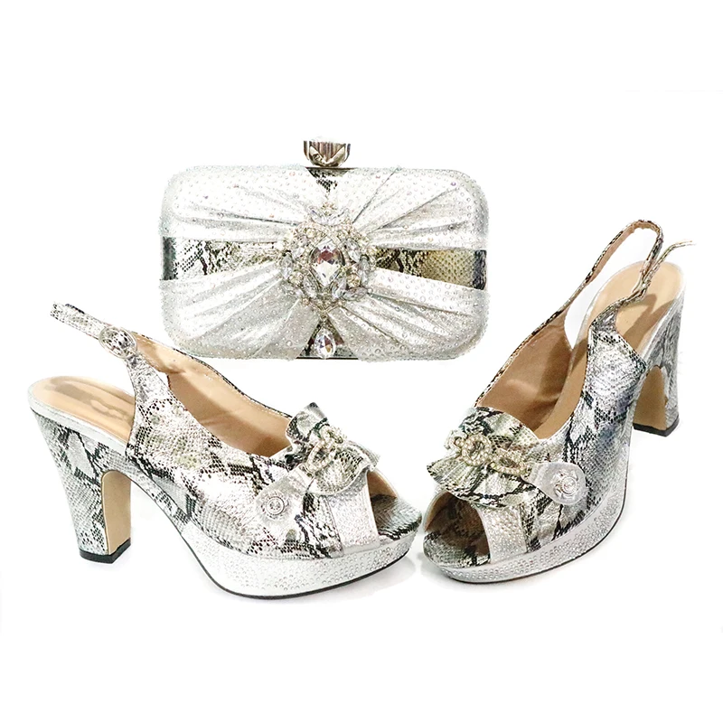 

2020 Italian Women Shoes and Bag to Match Super High Heels 10CM with Platform Sandals Nigerian Lady Shoes and Bag to Match