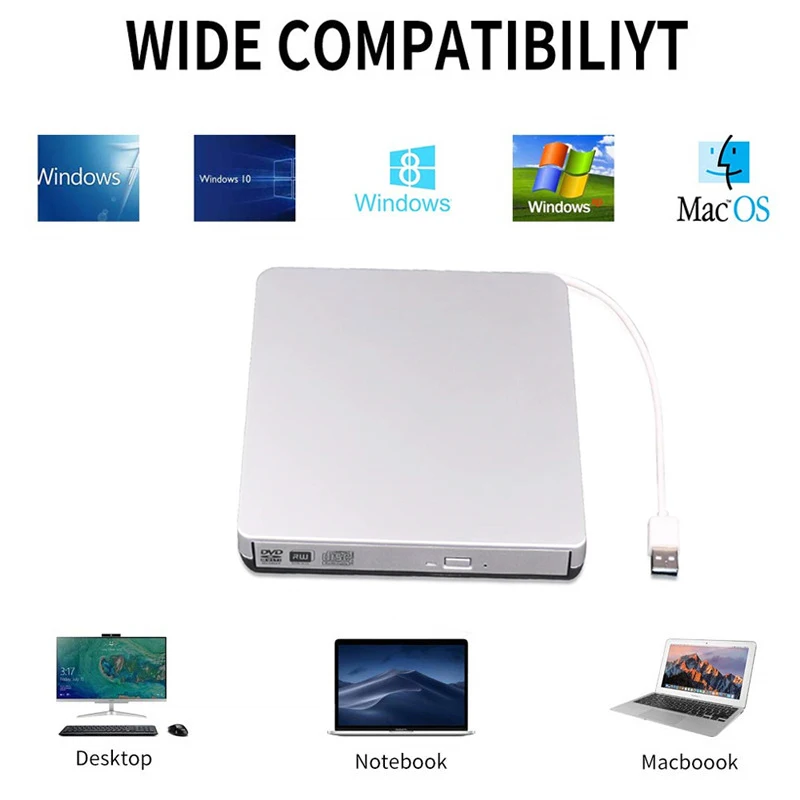 USB 2 0 DVD RW горелки внешний dvd плеер CD/DVD rom Оптический привод писатель ридер рекордер