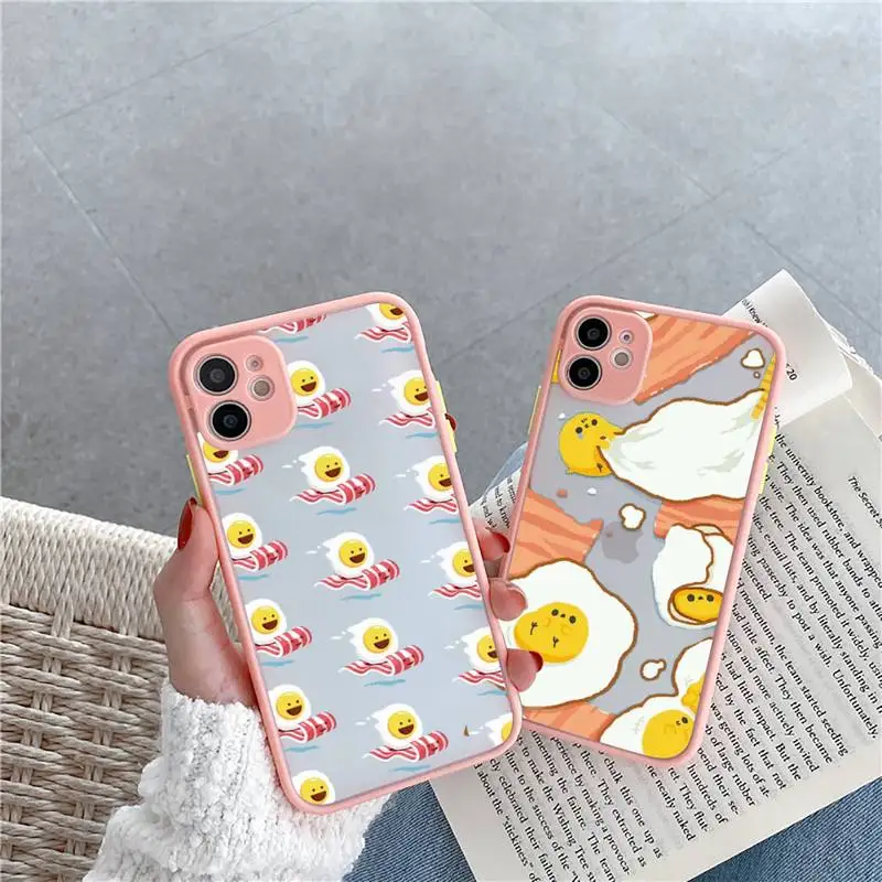 

Funny Egg Styles Phone Case For iPhone 12 11 Mini Pro XR XS Max 7 8 Plus X Matte transparent Pink Back Cover