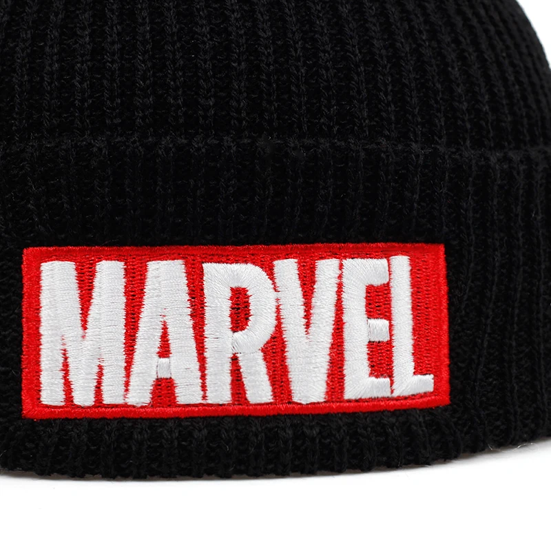 Высококачественные повседневные шапочки из хлопка с надписью Marvel для мужчин и женщин, модная вязанная зимняя шапка в стиле хип-хоп