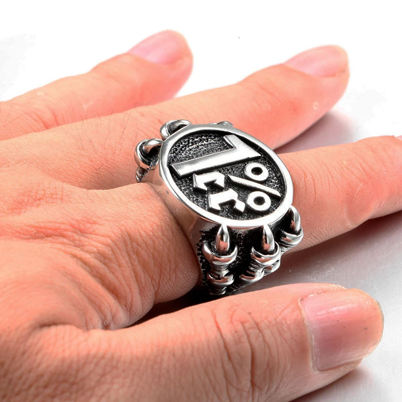 Прохладный Мужской 1% er Байкер кольцо Heavy Metal Нержавеющая сталь дракон на палец