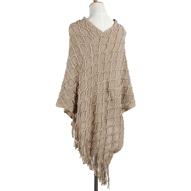 Женский свитер с кисточками длинный Однотонный V-образным вырезом в европейском