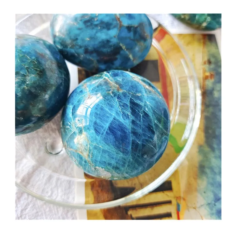 

Sales High Quality Natural Healing Crystal Stone Blue Apatite Plam Stone For Home Decoration