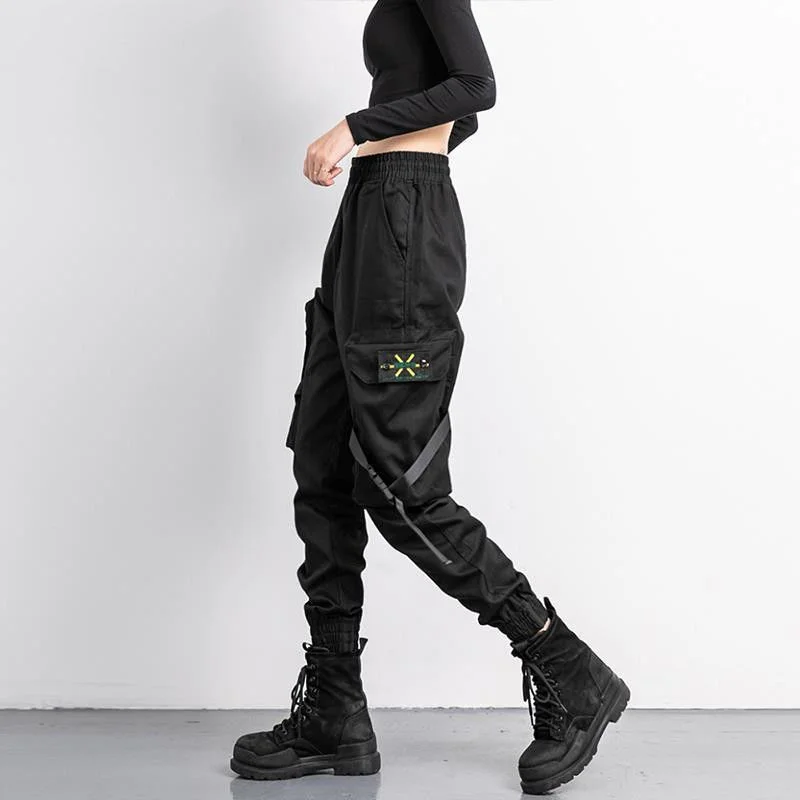 

2021 Women Elastic Waist Loose Streetwear Cargo Pants Female Fashion Ankle-length Jogging Trousers Ladies Plus Szie Casual Pants