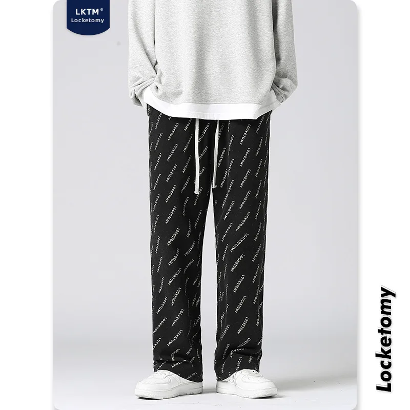 

Men's Jeans High Street Loose Straight Wide Leg Pants Fashion Printed Stretch Casual Pants Hip-hop Streetwear Мужские джинсы