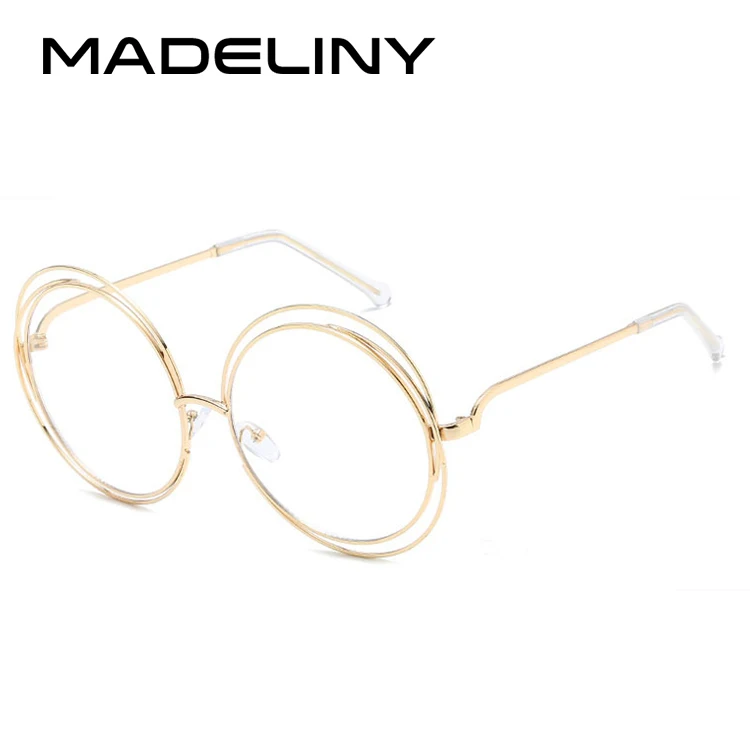 C14 Gold Clear MADELINY, модные круглые солнцезащитные очки в проволочной оправе для женщин, новинка, винтажные градиентные солнцезащитные очки, унисекс, брендовые дизайнерские очки MA164 - Цвет линз: C14 Gold Clear