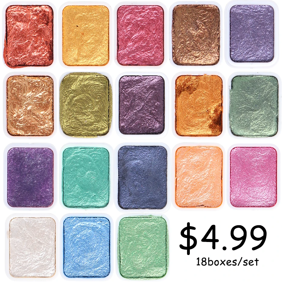 18Box Акварельные капли Набор пигментов для ногтей Палитра акварельных красок Solid