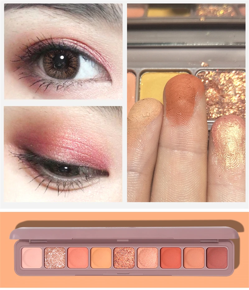 

Glitter Eye Shadow Palette Makeup Kit Waterproof 9 Colors Red Nude Matte Pigment Shimmer Colorful Eyeshadow Powder Cosmetics