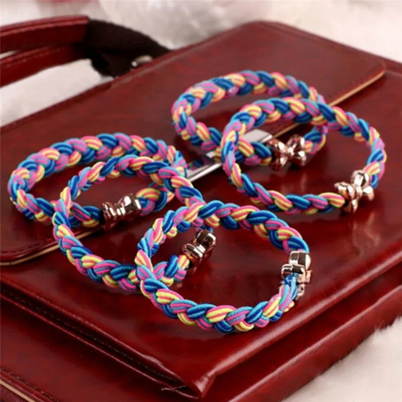 10 шт. Женская плетеная резинка для волос ультраэластичная повязка на голову