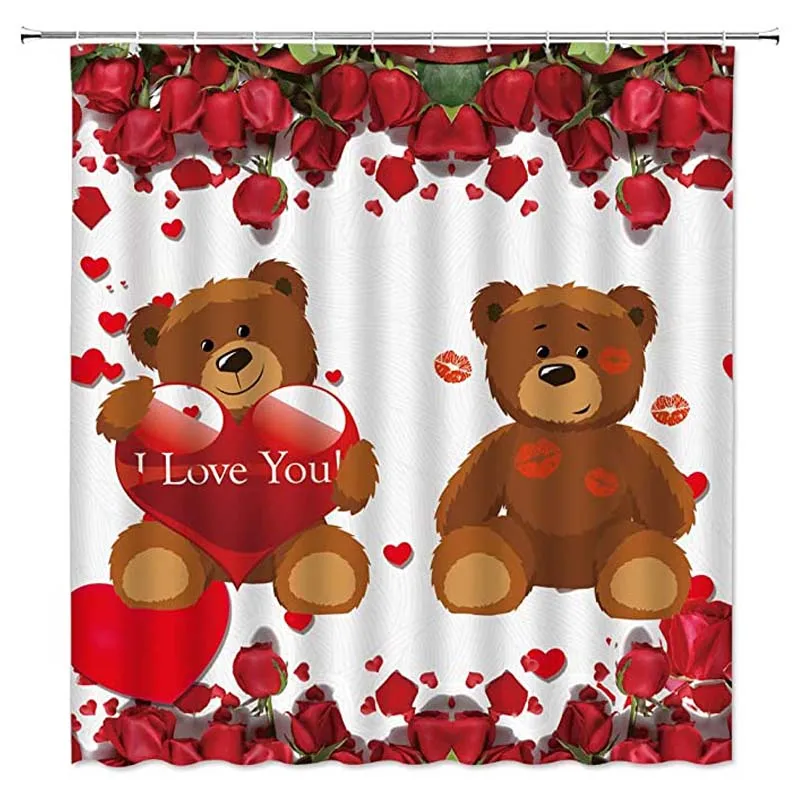 

Занавеска для душа в виде красной розы, романтические розы, цветочные лепестки, милый медведь, игрушка, любовь, сердце, цитаты, я люблю вас, гу...